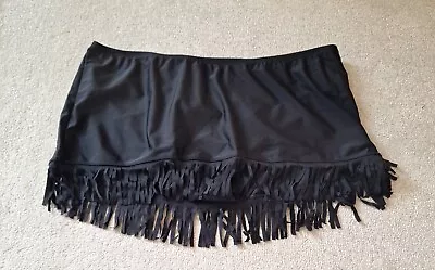 Ladies Black Swim Skirt Fringed Bikini Bottoms Size 14 By Rainbow NEW • £13.99