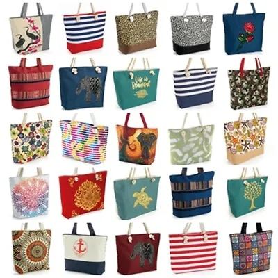 Sale Tote Shopping Bag Holiday Travel Shoulder Gift Print Fabric Reusable Large • £14.99
