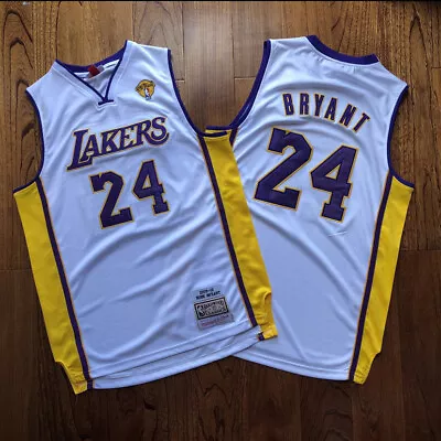 Los Angeles Lakers Kobe Bryant White 24 NBA Finals Basketball Vintage Jersey • $43.67
