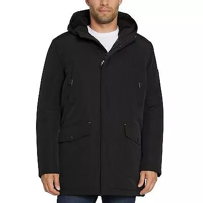 Sean John Men's Faux Shearling Trim Parka Coat Medium Black • $69.99