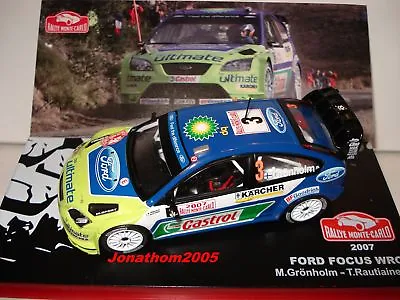 Altaya Ford Focus Wrc #3 Rally Monte Carlo 2007 Gronholm - Rautiainen 1/43° • £15.47