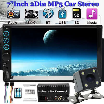 2 Din 7  Touch Screen FM Bluetooth Radio Audio Stereo Car Video Player+HD Camera • $63.08