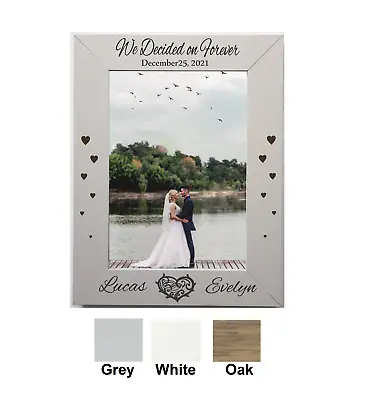£10.99 • Buy Personalised Wedding Photo Frame Engraved Wood Anniversary Gift Or Any Text