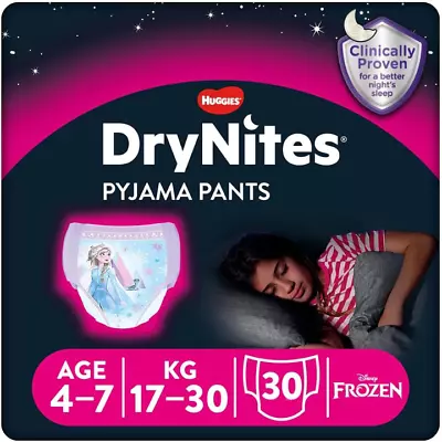 Huggies Drynites Girls’ Pyjama Pants - Sizes 4-7 Years (30 Pants) - Unbeatable • £11