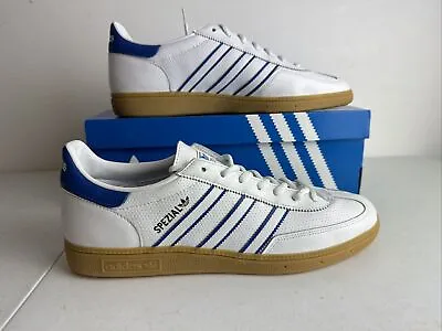 ✅ Authentic Adidas Originals Handball Spezial Mens Shoes White Blue | Size UK 12 • £69.99