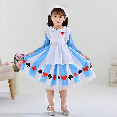 $25.16 • Buy Girls Alice In Wonderland Dress + Headband Tutu Costume Party Size 3-10 Years
