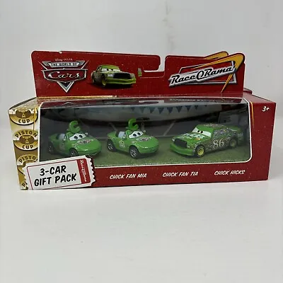 Disney Pixar Cars Race O Rama 3-Car Gift Pack Chick Fan Mia & Tia Chick Hicks • $44.95