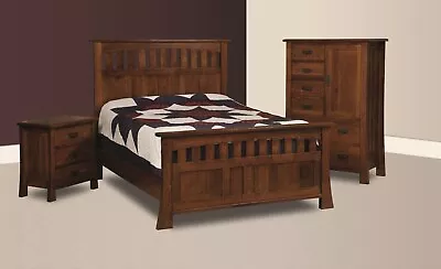 Amish 3-Pc Mission Arts & Crafts Solid Wood Bedroom Furniture Set • $6499