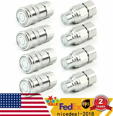 Flat Face Hydraulic Quick Connect Coupler Coupling Set Bobcat Skid Steer 1/2 NPT • $89