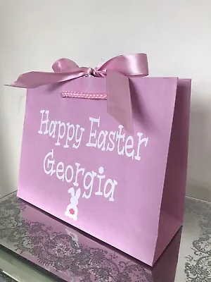 £3.25 • Buy Personalised Easter Gift Bag With Ribbon Tie Personalised Name Box Hamper 
