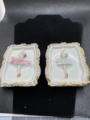 Pair Of Hand Painted Ballerina Wall Plaques Made In Occupied Japan • $17.50