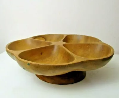 £19.99 • Buy Wooden Hand Crafted Lazy Susan Wooden Bowl Dish Nuts Snack 10in Diameter 