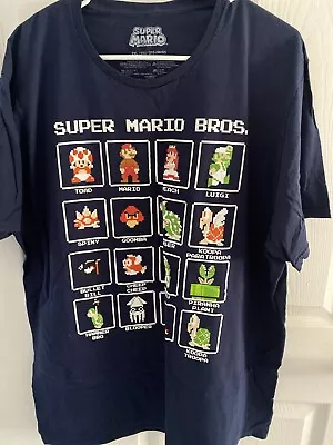 Super Mario Bros T-shirt Blue Short Sleeve 2XL Funny Humor Gamer XXL • $10