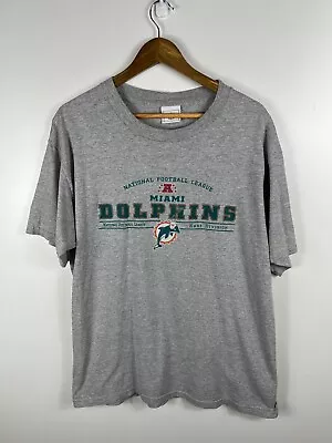 NFL Miami Dolphins Spell-out Vintage VTG T-Shirt Grey Size Medium M Logo • £26.79