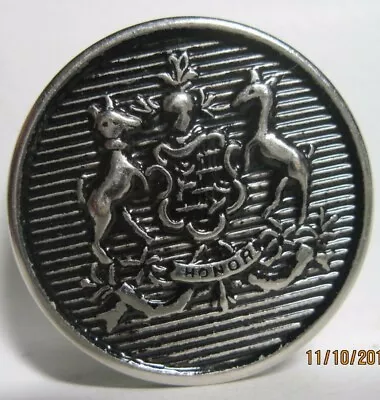 Vintage 20th Century Silver & Black Art Deco Military Emblem Button W/ Honor • $4.99