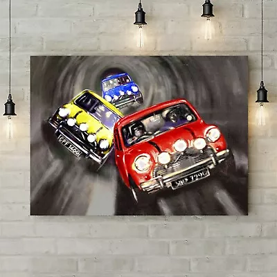 The Italian Job - Mini Cooper - Canvas Rolled Wall Art Print - Various Sizes • £12.79