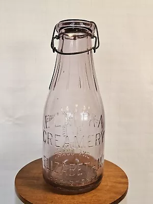 Quart Milk Bottle Elmira Elizabeth NJ New Jersey Picture Embossed Electric • $49