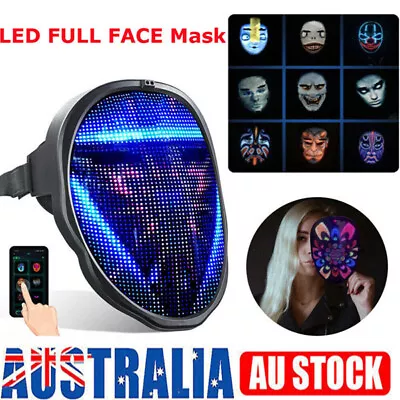 LED Face Mask App Controlled - Programmable Digital Luminous Mask For DJ Cosplay • $49.89