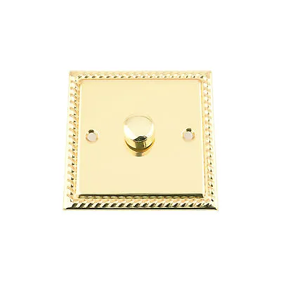 £24.99 • Buy Trailing Edge Mains LED Dimmer Light Switch 250W 2 Way Polished Brass - Georgian