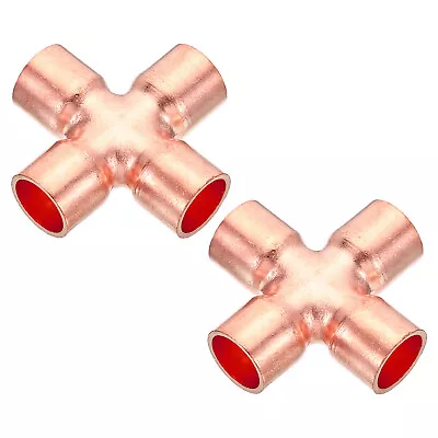 2pcs 1/2 Inch ID Copper Cross Pipe Fitting 4 Way Copper End Feed Equal Connector • $18.38