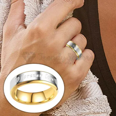 Forever Love Letter Heart Men Promise Wedding Engagement Ring Size 12 (22mm) Z • £4.99