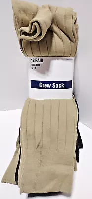 George Mens Nylon Crew Dress Socks 12 Pair Size 6-12 Tan Brown Khaki • $14.85