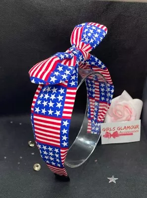 £3.99 • Buy USA America Hairband Alice Headband Hair Band Bow Tie 4th July Flag Souvenirs