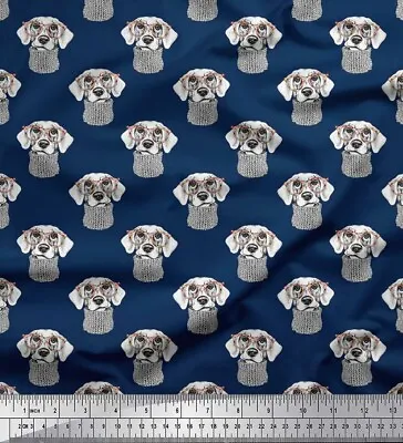 Soimoi Cotton Poplin Fabric Specs & Dachshund Face Dog Print Fabric-nmi • $9