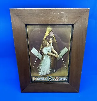 Vintage Framed Print - Masonic Lodge Two Lovers  Love On The Square  • $9.99