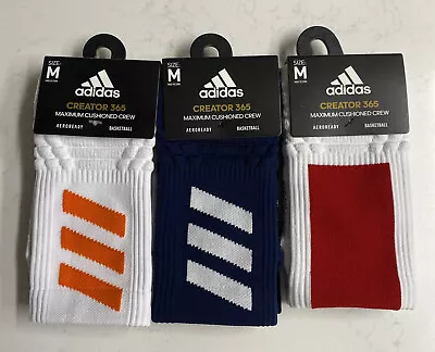 NEW Adidas Creator 365 Blue Orange Red  Athletic Crew Socks Size M Basketball • $10.97