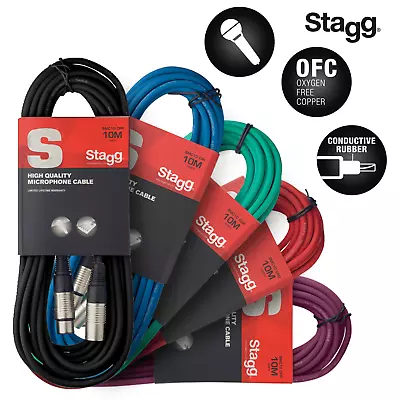 Stagg 10m XLR Male To Female Microphone Audio Cable Lead Coloured • £12.99