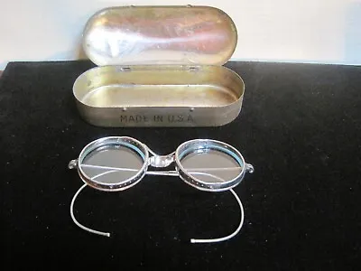 Vintage WILLSON Steam Punk MOTORCYCLE Safety Glasses GOGGLES And Case USA • $60