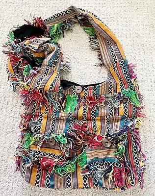 Hippie Boho Fringe Festival Crossbody Sling Bag Boho Colorful Handwoven Nepal • $29