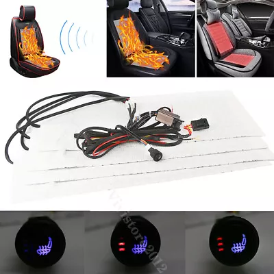 Universal Carbon Fiber Car Heated Cushion Seat Heater Pad W/Round Switch 3 Level • $43.50