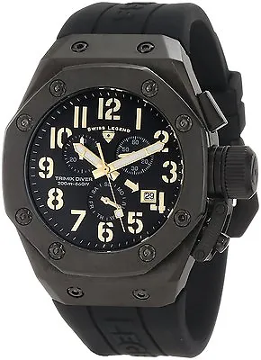 Swiss Legend Men's 10541-BB-01-GA Trimix Diver Chronograph Black Dial Watch • $114.74