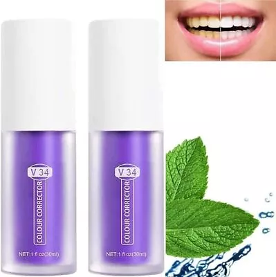 $21.93 • Buy 2 Pack Hismile V34 Colour Corrector Tooth Stain Removal Purple Teeth Whitening