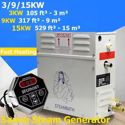 3-15KW Sauna Steam Generator Steam Bath SPA Shower Bathroom 220-240v 50-60HZ • $368