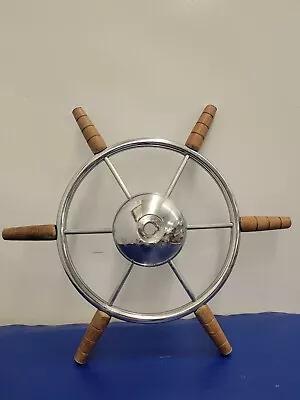 18.” Boat/Marine VINTAGE Metal & WOOD Steering Wheel • $149.99