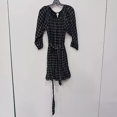 La Vie Rebecca Taylor Lurex Plaid Combo Tie Waist Shift Dress Womens Size S NWT • £8.03