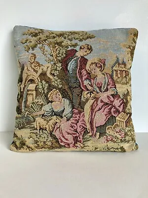 Vintage Tapestry Pillow French? Garden Party Courting Man Women Dog 10  X 10  • $29.99