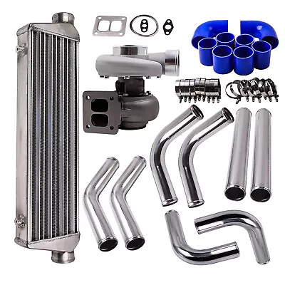 GT45 T4 Turbo Kits 600HP+ 1.05 A/R Turbine Turbocharger + Intercooler + Piping • $378.99