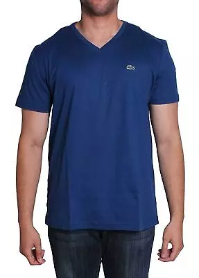 $43.78 • Buy Lacoste Men's Premium Pima Cotton V-Neck Shirt T-Shirt Blue Inkwell