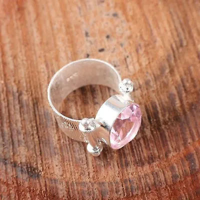 Natural Morganite Gemstone 925 Sterling Silver Jewelry Statement Ring For Sister • $15.99