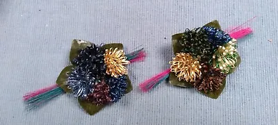 Vintage Pair Of Straw Millinery Flower Trim Ca 1940-50's • $8.99