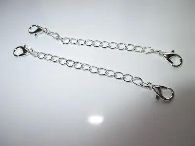 UK 2 X Double Clasp Silver Extension Necklace Bracelet  Jewellery Extender Chain • £3.25
