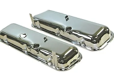 Chevrolet Chrome CHEATER Valve Covers SLANT  BBC 396 427 454 1/2  Taller NEW • $129.97