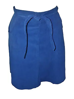 70s Wrap Skirt Cobalt  Blue Corduroy Mizz Liz  Dble Pocket Vintage Clothing Med • $47.85