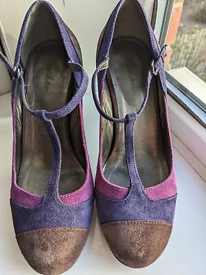 Boden Suede Mary Jane Shoes Purple Brown Magenta 39/6 • £19.99