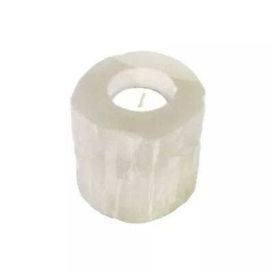 Natural Selenite Reiki Stone Candle Holder Chakra Heal Negative Energy Crystal • $22.55