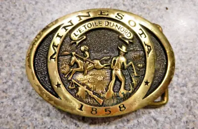 Solid Brass Minnesota State Seal Belt Buckle • $38